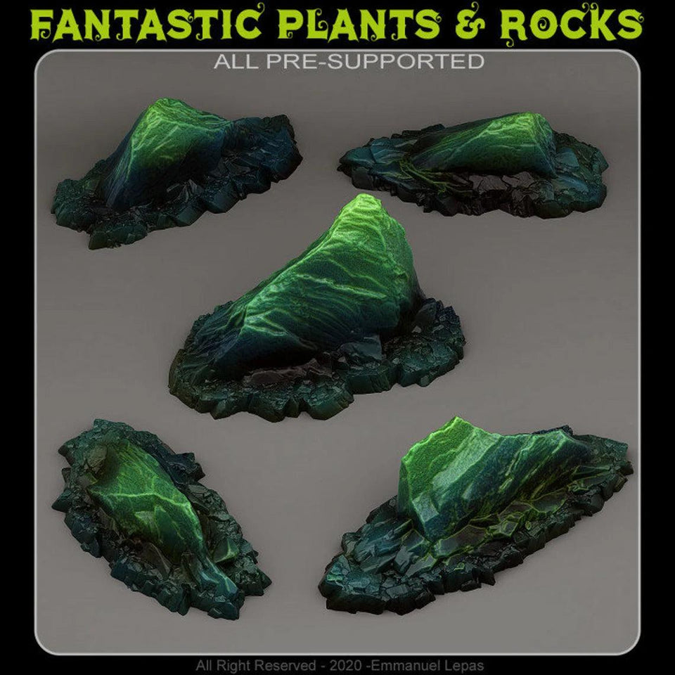 3D Printed Fantastic Plants and Rocks Agamot's Stones 28mm - 32mm D&D Wargaming - Charming Terrain