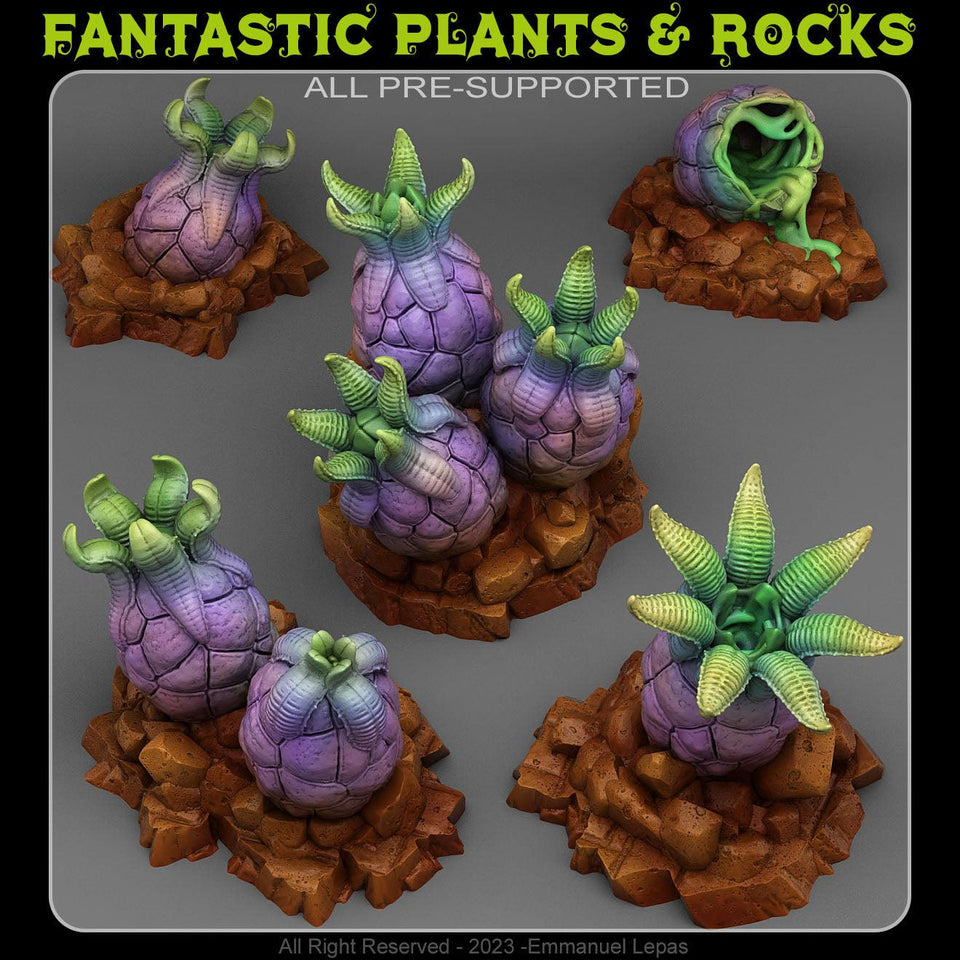 3D Printed Fantastic Plants and Rocks Alien Eggs 28mm - 32mm D&D Wargaming - Charming Terrain