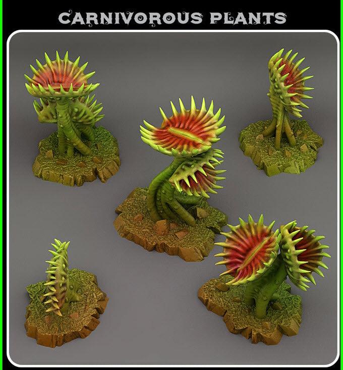 3D Printed Fantastic Plants and Rocks Carnivorous Plants 28mm - 32mm D&D Wargaming - Charming Terrain