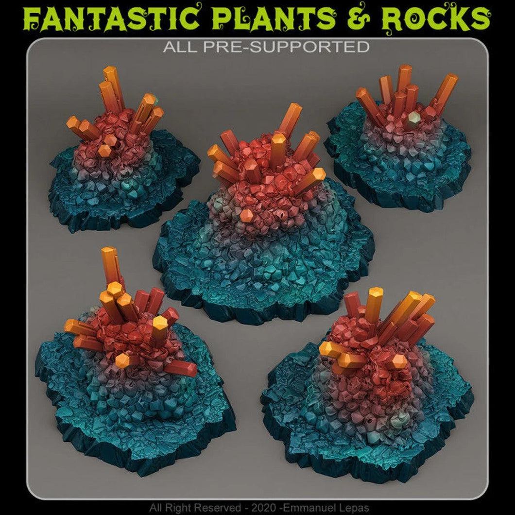 3D Printed Fantastic Plants and Rocks Cave Blazing Crystals 28mm - 32mm D&D Wargaming - Charming Terrain
