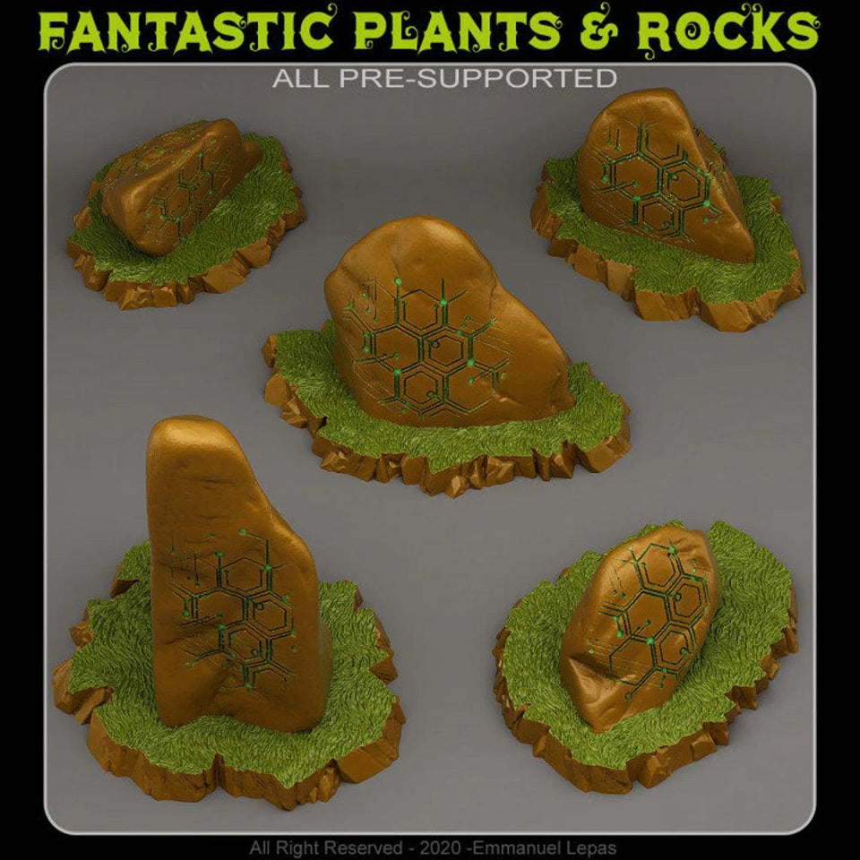 3D Printed Fantastic Plants and Rocks Cybernetic Stones 28mm - 32mm D&D Wargaming - Charming Terrain