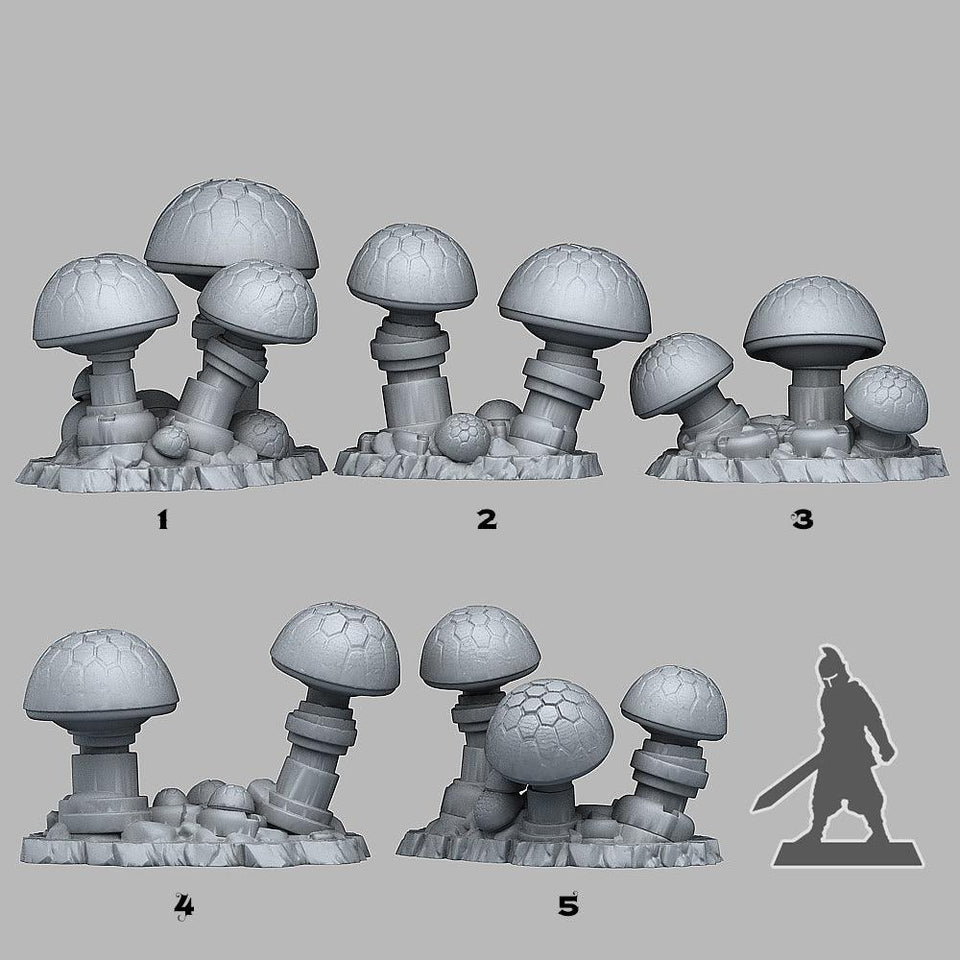 3D Printed Fantastic Plants and Rocks DATA SHROOMS 28mm - 32mm D&D Wargaming - Charming Terrain