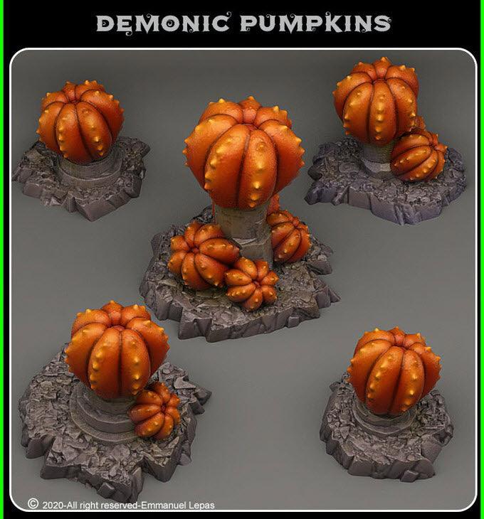 3D Printed Fantastic Plants and Rocks Demonic Pumpkins 28mm - 32mm D&D Wargaming - Charming Terrain