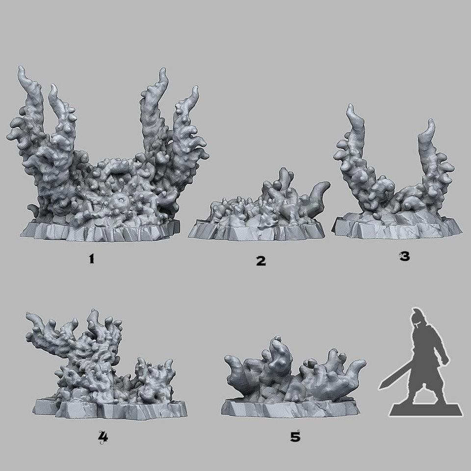 3D Printed Fantastic Plants and Rocks Devil Aberration Stones 28mm - 32mm D&D Wargaming - Charming Terrain