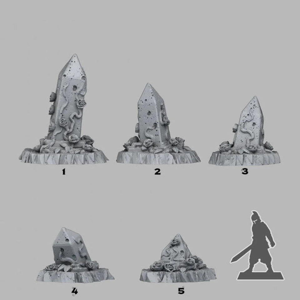 3D Printed Fantastic Plants and Rocks Enchanted Obelisks 28mm - 32mm D&D Wargaming - Charming Terrain