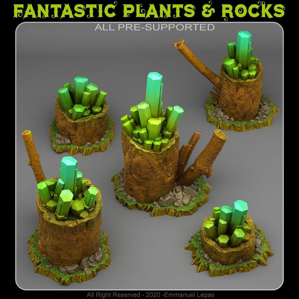 3D Printed Fantastic Plants and Rocks ENERGY CRYSTALS 28mm - 32mm D&D Wargaming - Charming Terrain