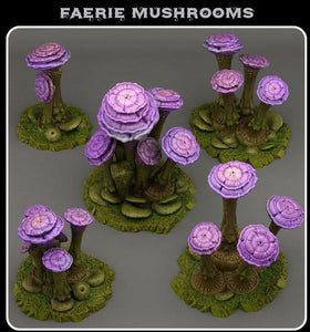 3D Printed Fantastic Plants and Rocks Faerie Mushrooms 28mm - 32mm D&D Wargaming - Charming Terrain