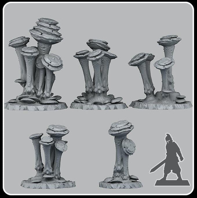 3D Printed Fantastic Plants and Rocks Faerie Mushrooms 28mm - 32mm D&D Wargaming - Charming Terrain