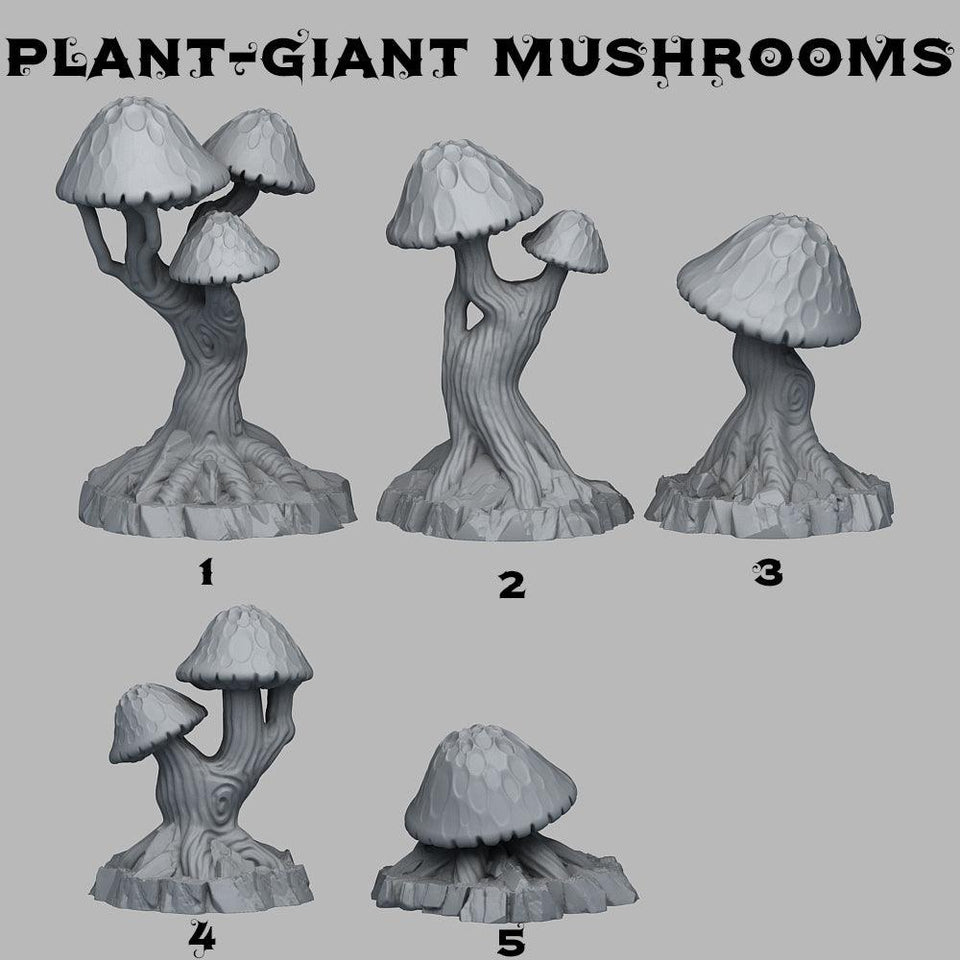 3D Printed Fantastic Plants and Rocks Giant Mushrooms 28mm - 32mm D&D Wargaming - Charming Terrain