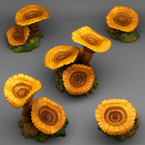 3D Printed Fantastic Plants and Rocks Giant Orange Mushrooms 28mm - 32mm D&D Wargaming - Charming Terrain