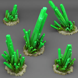 3D Printed Fantastic Plants and Rocks Lethal Green Krystals 28mm - 32mm D&D Wargaming - Charming Terrain