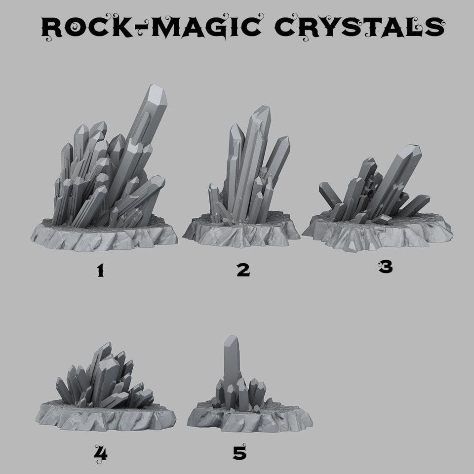 3D Printed Fantastic Plants and Rocks Magic Crystals 28mm - 32mm D&D Wargaming - Charming Terrain