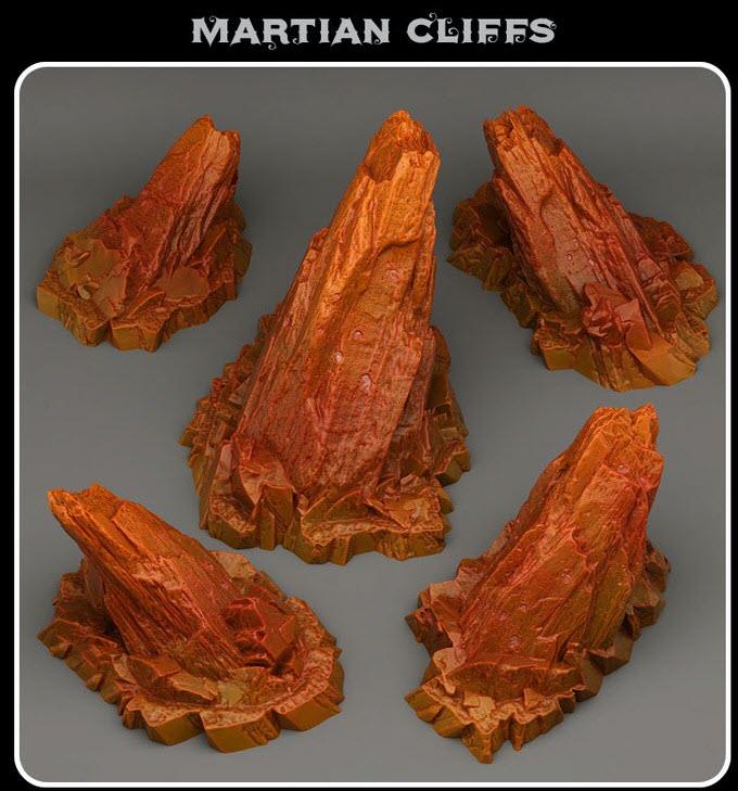 3D Printed Fantastic Plants and Rocks Martian Cliffs 28mm - 32mm D&D Wargaming - Charming Terrain