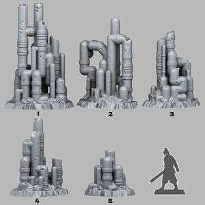 3D Printed Fantastic Plants and Rocks Neglected Martian Pipeworks 28mm - 32mm D&D Wargaming - Charming Terrain