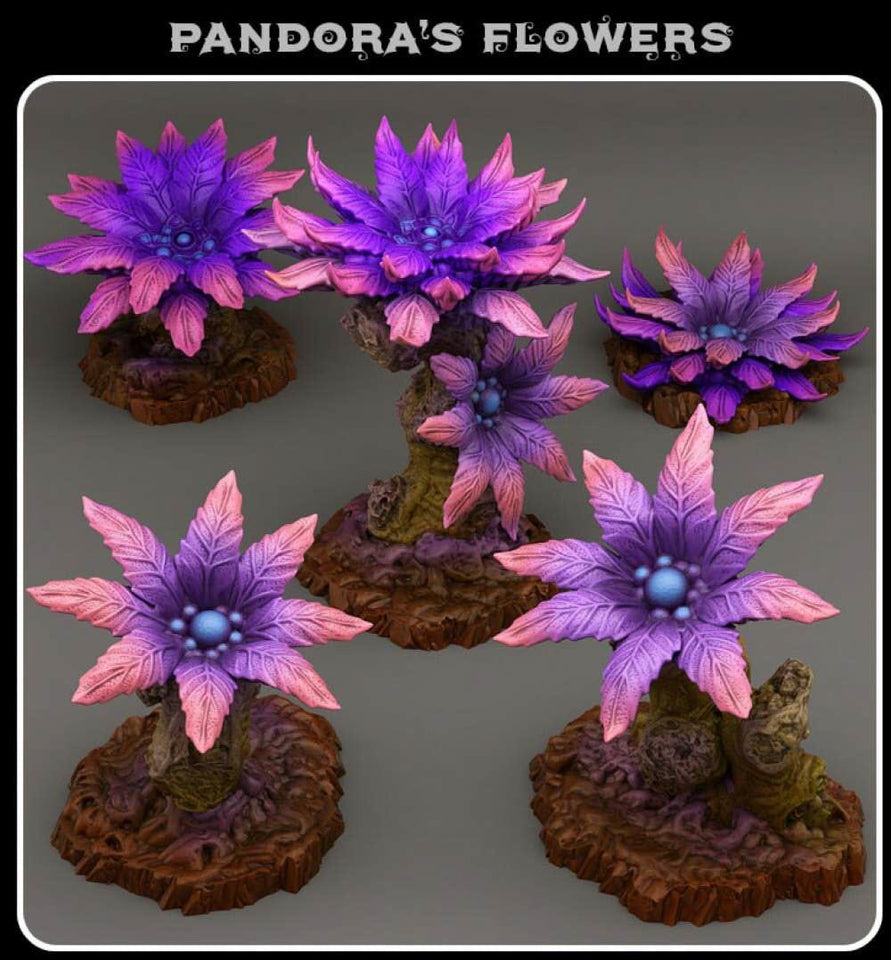 3D Printed Fantastic Plants and Rocks Pandora's Flowers 28mm - 32mm D&D Wargaming - Charming Terrain