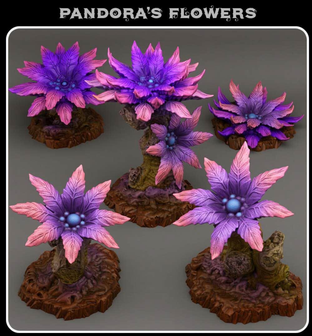 3D Printed Fantastic Plants and Rocks Pandora's Flowers 28mm - 32mm D&D Wargaming - Charming Terrain