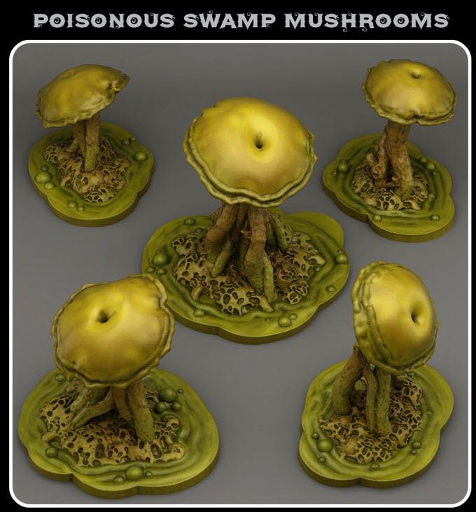 3D Printed Fantastic Plants and Rocks Poisonous Swamp Mushrooms 28mm - 32mm D&D Wargaming - Charming Terrain