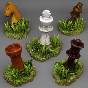 3D Printed Fantastic Plants and Rocks RED QUEEN'S CHESS 28mm - 32mm D&D Wargaming - Charming Terrain