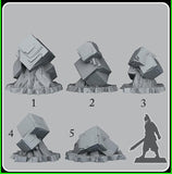 3D Printed Fantastic Plants and Rocks Scifi Cubic Stones 28mm - 32mm D&D Wargaming - Charming Terrain