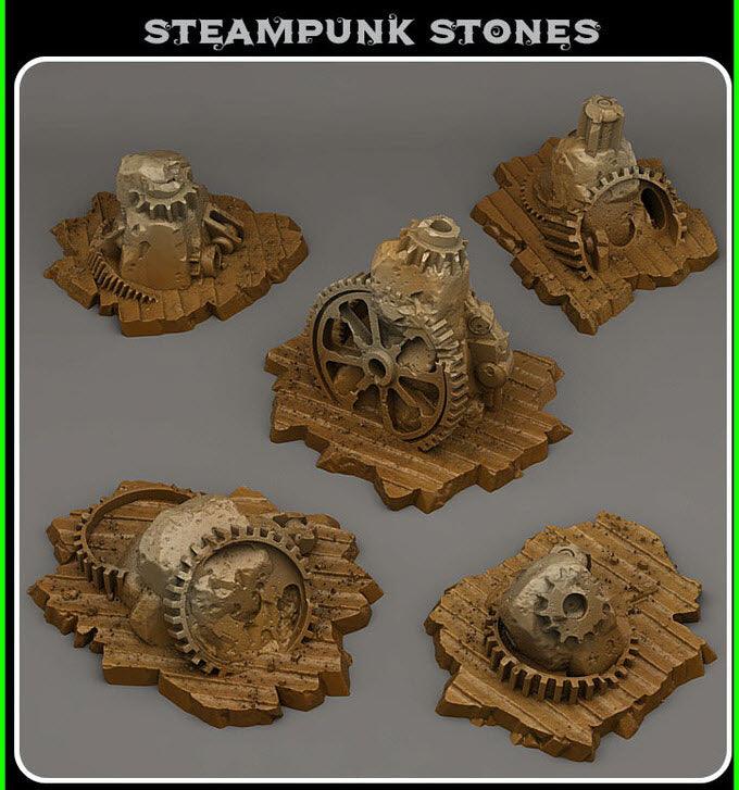 3D Printed Fantastic Plants and Rocks Steampunk Stones 28mm - 32mm D&D Wargaming - Charming Terrain