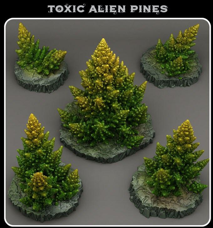 3D Printed Fantastic Plants and Rocks Toxic Alien Pines 28mm - 32mm D&D Wargaming - Charming Terrain