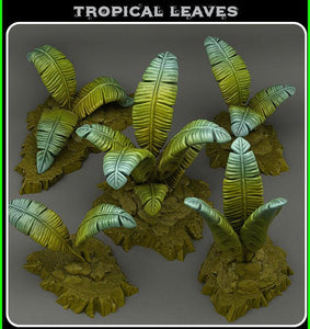 3D Printed Fantastic Plants and Rocks Tropical Leaves 28mm - 32mm D&D Wargaming - Charming Terrain