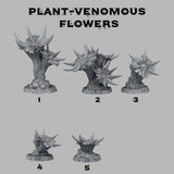 3D Printed Fantastic Plants and Rocks Venomous Flowers 28mm - 32mm D&D Wargaming - Charming Terrain