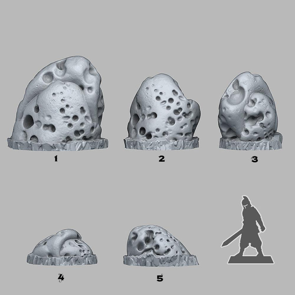 3D Printed Fantastic Plants and Rocks Volcano Rocks 28mm - 32mm D&D Wargaming - Charming Terrain