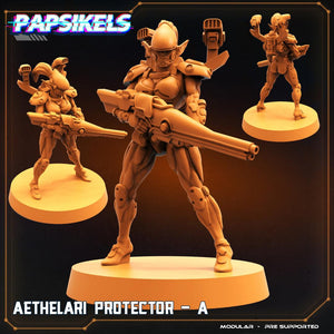 3D Printed Papsikels Cyberpunk Sci-Fi Aethelari Protector Set - 28mm 32mm - Charming Terrain