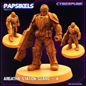 3D Printed Papsikels Cyberpunk Sci-Fi Argatha Station Guard A - 28mm 32mm - Charming Terrain