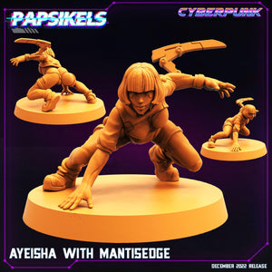 3D Printed Papsikels Cyberpunk Sci-Fi Ayeisha With Mantisedge - 28mm 32mm - Charming Terrain