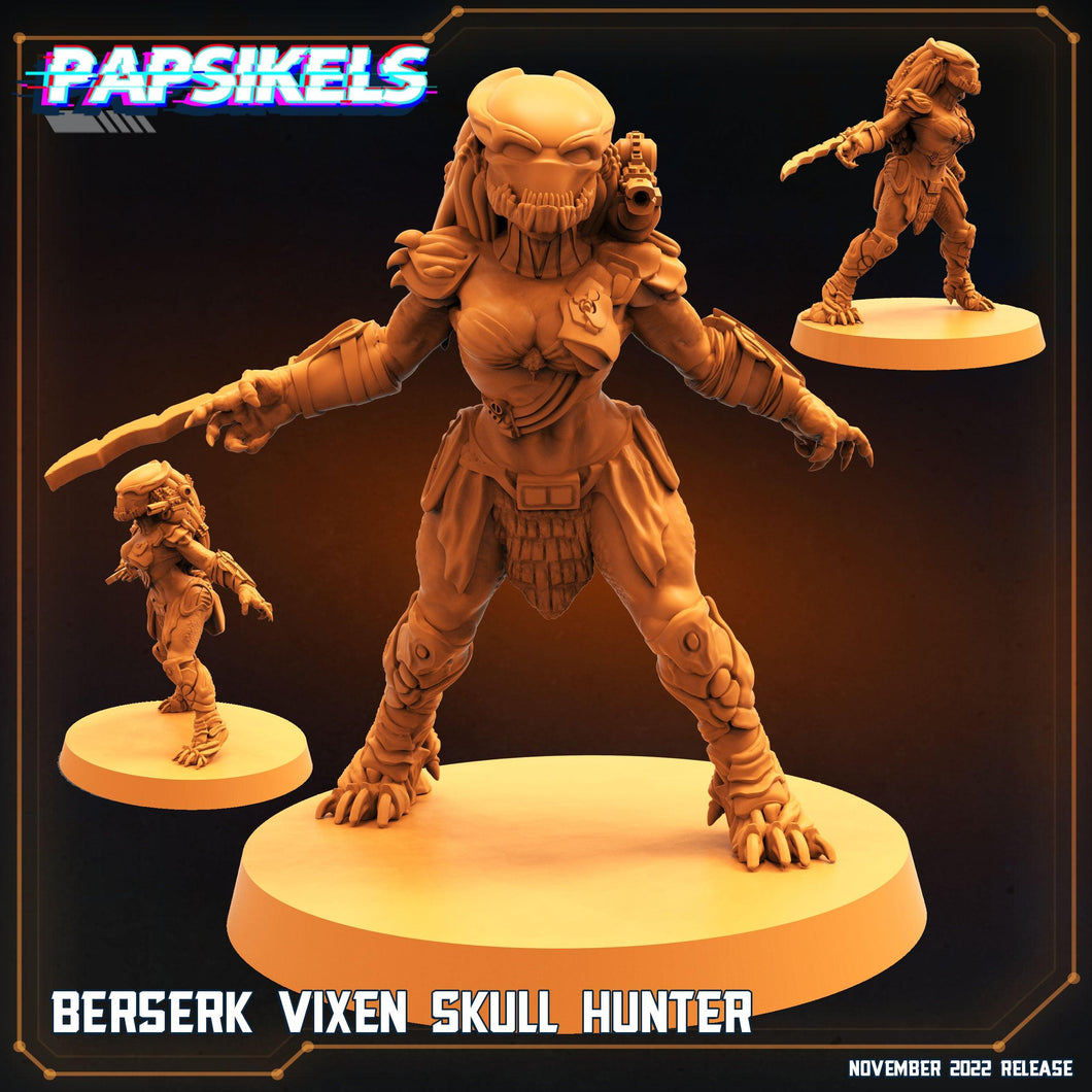 3D Printed Papsikels Cyberpunk Sci-Fi Berserk Vixen Skull Hunter - 28mm 32mm - Charming Terrain