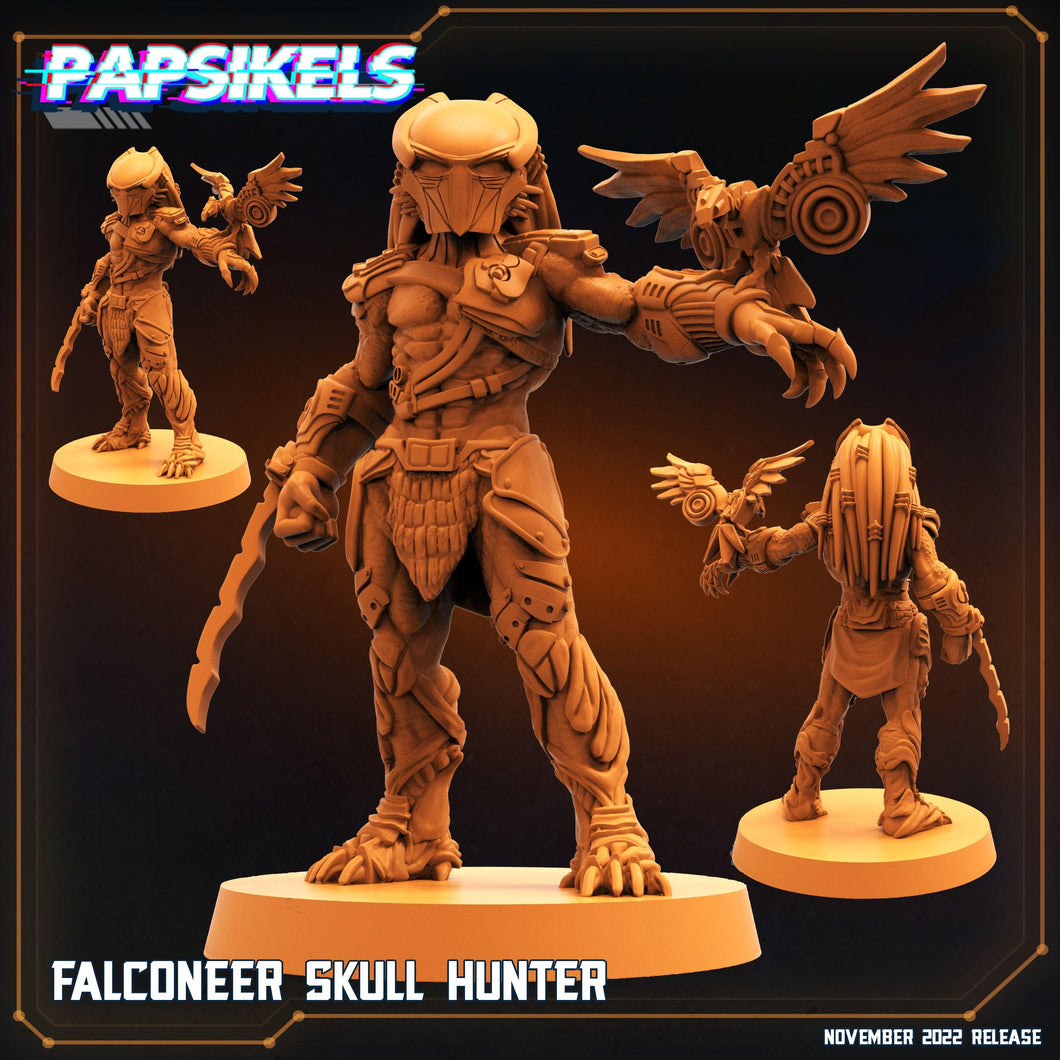 3D Printed Papsikels Cyberpunk Sci-Fi Falconeer Skull Hunter - 28mm 32mm - Charming Terrain