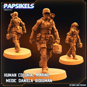 3D Printed Papsikels Cyberpunk Sci-Fi Human Colonial Marine Medic Daniela Bidleman - 28mm 32mm - Charming Terrain