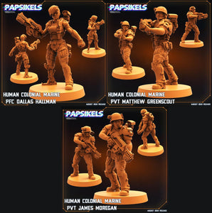 3D Printed Papsikels Cyberpunk Sci-Fi Human Colonial Marine Pfc Set - 28mm 32mm - Charming Terrain