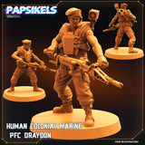 3D Printed Papsikels Cyberpunk Sci-Fi Human Colonial Set - 28mm 32mm - Charming Terrain