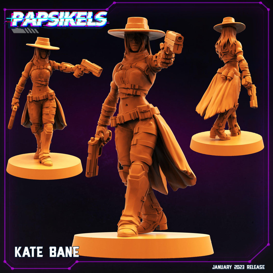 3D Printed Papsikels Cyberpunk Sci-Fi Kate Bane 28mm 32mm - Charming Terrain