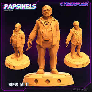 3D Printed Papsikels Cyberpunk Sci-Fi Mob Boss Milo - 28mm 32mm - Charming Terrain