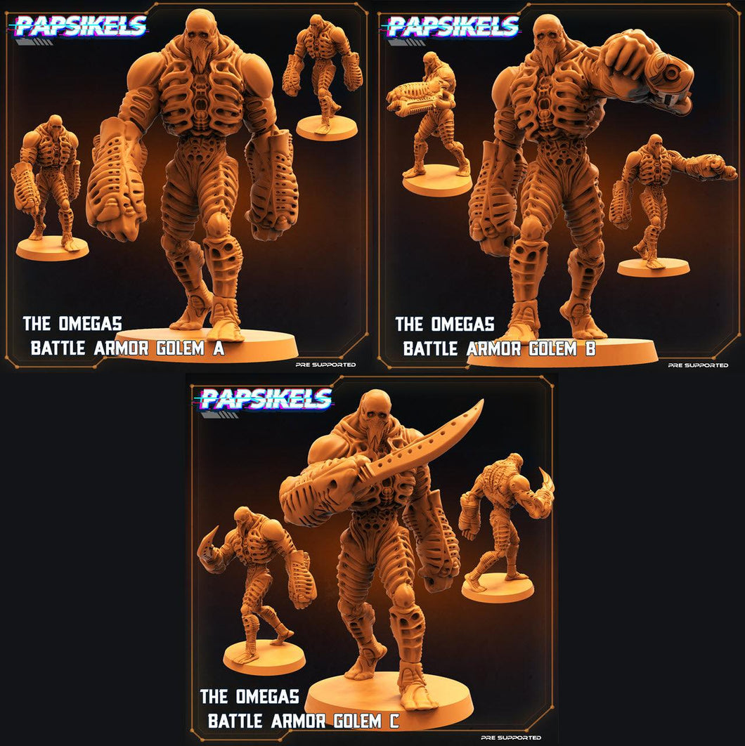 3D Printed Papsikels Cyberpunk Sci-Fi Omega Battle Armor Golem Set - 28mm 32mm - Charming Terrain