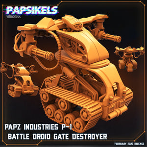 3D Printed Papsikels Cyberpunk Sci-Fi - Papz Industries P1 P2 Battle Droid Gate Destroyer - 28mm 32mm - Charming Terrain