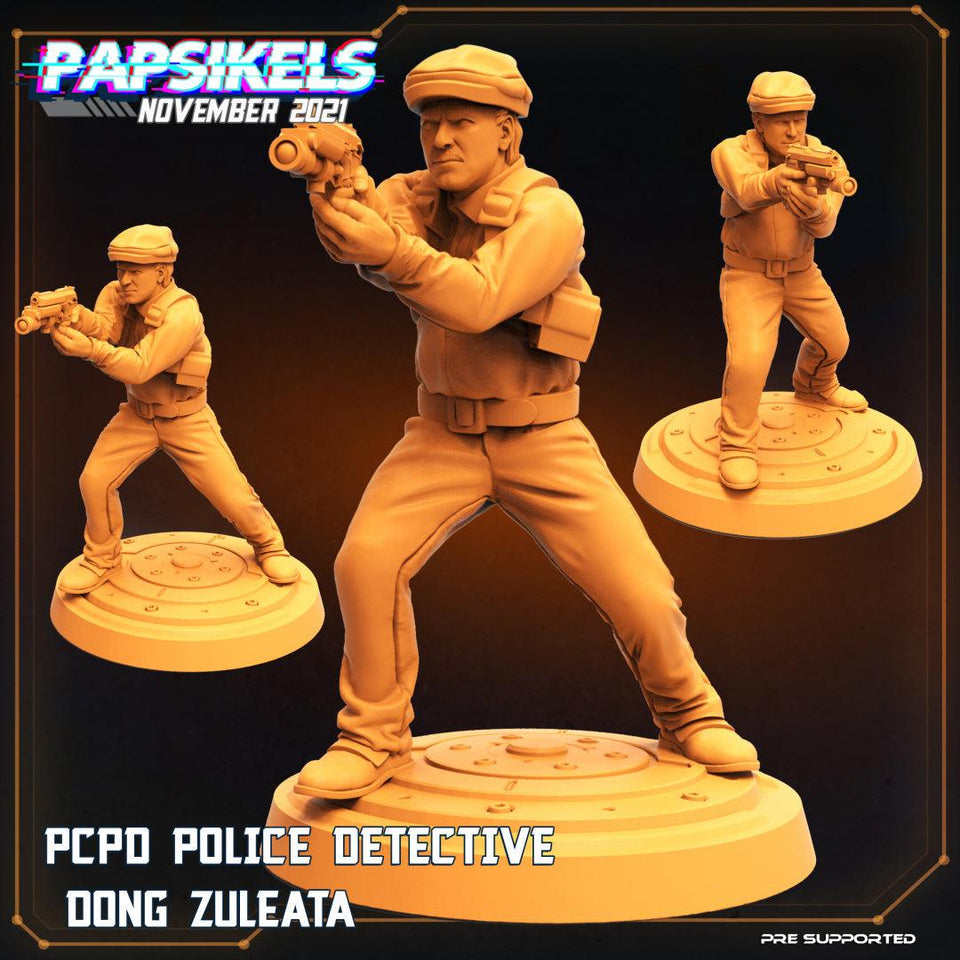 3D Printed Papsikels Cyberpunk Sci-Fi Pcpd Police Officer Detective Set - 28mm 32mm - Charming Terrain