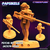 3D Printed Papsikels Cyberpunk Sci-Fi Psycho Net Sniper Jacklyn Joseh - 28mm 32mm - Charming Terrain