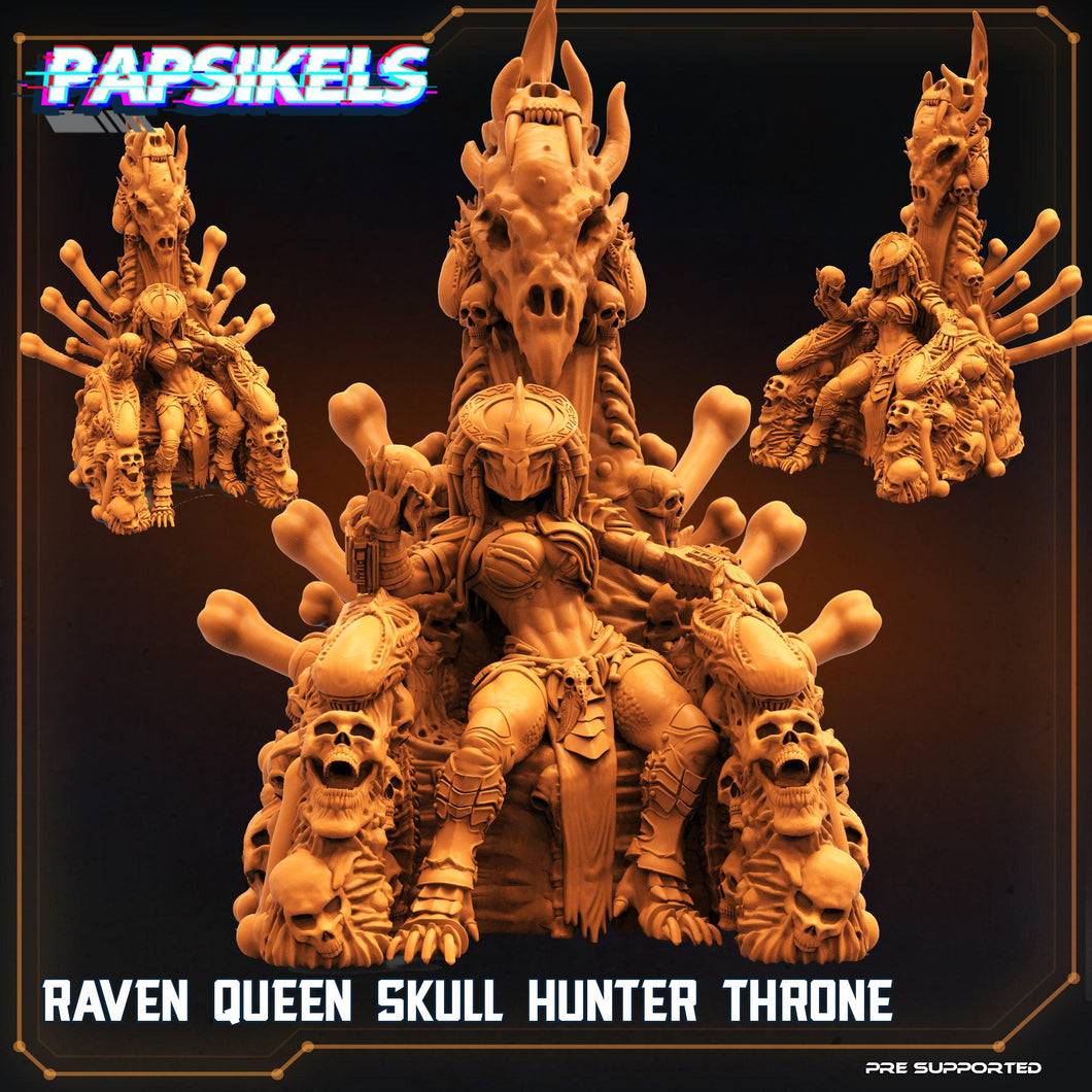 3D Printed Papsikels Cyberpunk Sci-Fi Raven Queen Hunter Skull Throne - 28mm 32mm - Charming Terrain