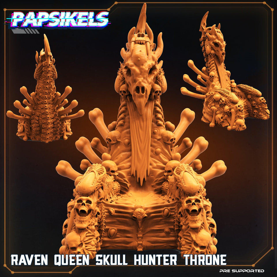 3D Printed Papsikels Cyberpunk Sci-Fi Raven Queen Hunter Skull Throne - 28mm 32mm - Charming Terrain