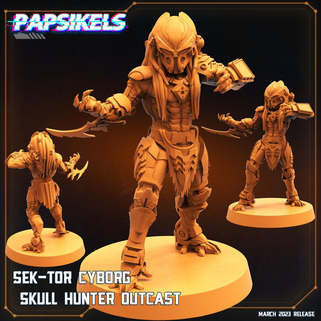 3D Printed Papsikels Cyberpunk Sci-Fi - Sek-tor Cyborg Skull Hunter Outcast - 28mm 32mm - Charming Terrain