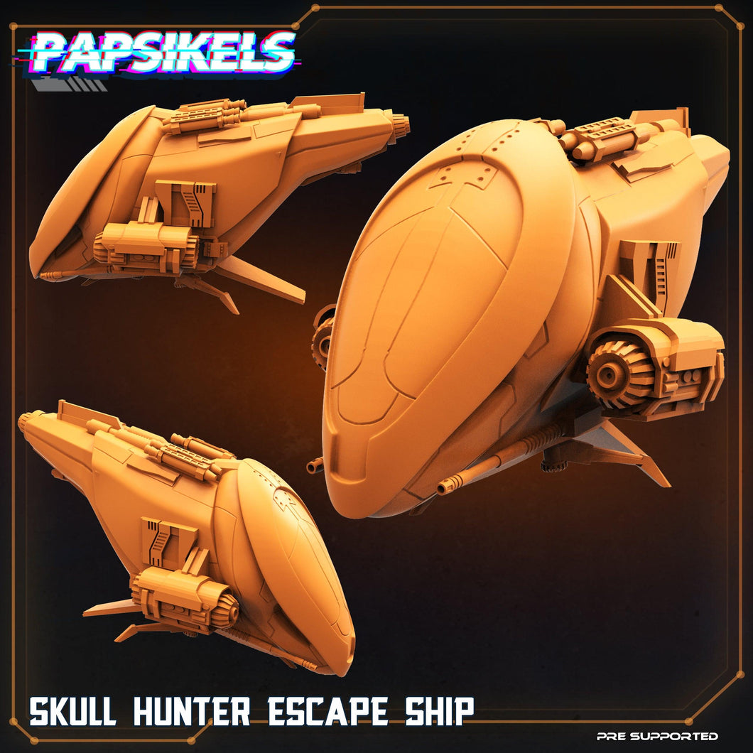 3D Printed Papsikels Cyberpunk Sci-Fi Skull Hunter Escape Ship - 28mm 32mm - Charming Terrain