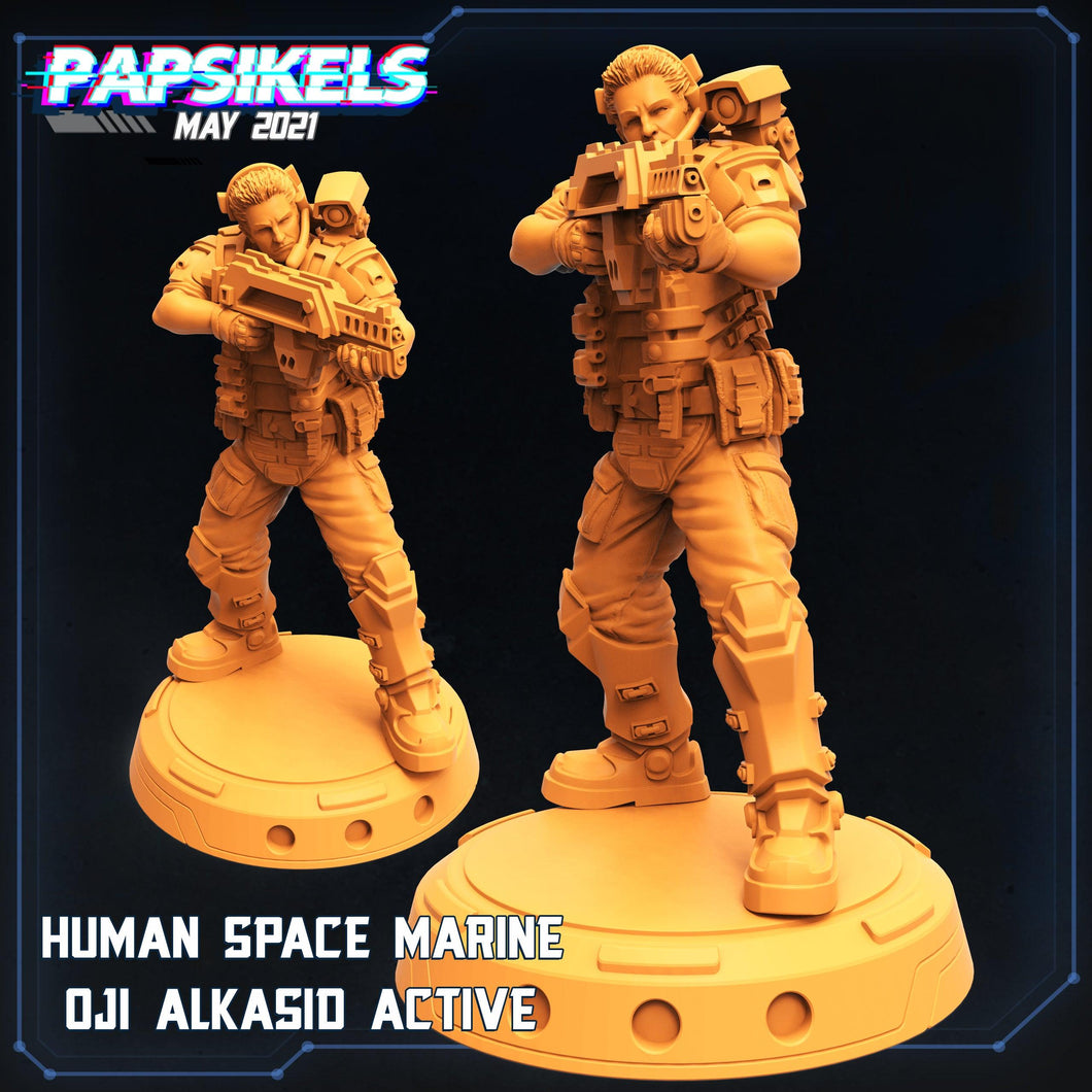 3D Printed Papsikels Cyberpunk Sci-Fi Space Marine Oji Alkasid Active - 28mm 32mm - Charming Terrain