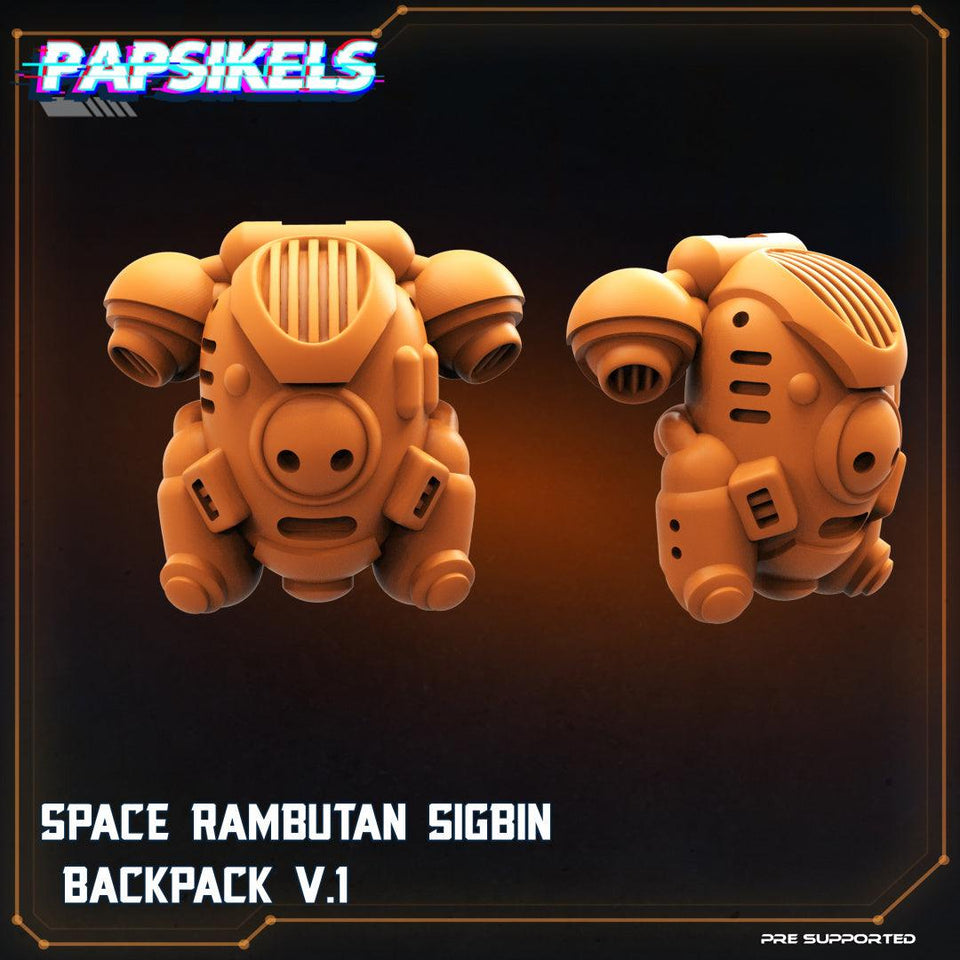 3D Printed Papsikels Cyberpunk Sci-Fi Space Rambutan Sigbin Backpack V.1 - 28mm 32mm - Charming Terrain