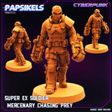 3D Printed Papsikels Cyberpunk Sci-Fi Super Ex Soldier Mercenary Chasing Prey - 28mm 32mm - Charming Terrain