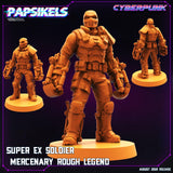 3D Printed Papsikels Cyberpunk Sci-Fi Super Ex Soldier Mercenary Rough Legend - 28mm 32mm - Charming Terrain